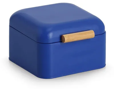Produktbild von Zeller Brotkasten, Metall/Bambus, blau, ca. 20 x 20 x 13,5 cm