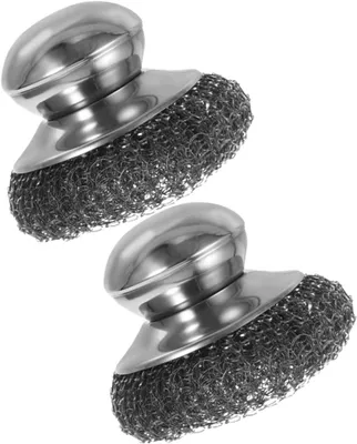 Produktbild von 2 Stück Edelstahl Topfreiniger Stahlwolle Scheuerbürste mit Griff Rostfrei Kraftvolle Reinigung für Küche Töpfe und Pfannen Langlebig und Vielseitig