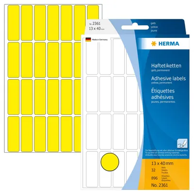 Produktbild von Vielzwecketiketten gelb 13x40 mm Papier matt 896 St.