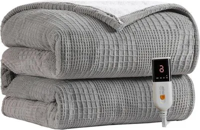 Obrázek produktu pro Elektrická deka – vyhřívaná deka – pro udržení tepla – 9 teplotních stupňů – 130x160 cm – šedá barva