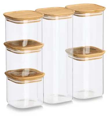Produktbild von Zeller Present 19053, Behälter, Quadratisch, Transparent, Borosilikatglas, Bambus, 110 x 110 x 95 mm