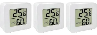 Image de Appareil numérique de mesure de la température et de l'humidité - Mini-hygromètre d'ambiance - Hygromètre 3-en-1 avec affichage « sourire »