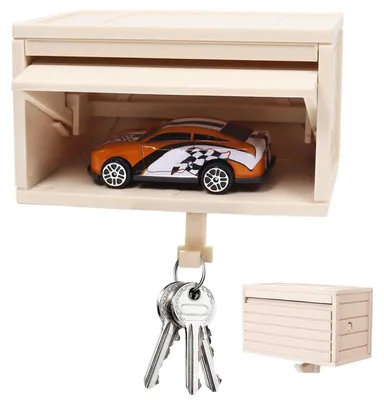 Productafbeelding van Sleutelhouder met deurtje dat open kan, 3D garage-ontwerp, wandmontage, sleutelorganizer