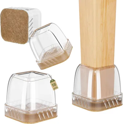 Produktbild von Stoelpootbeschützer quadratisch, Gummi mit Filz, 18 Stück, für 14-19 mm Stuhlbeine, Möbelschutz