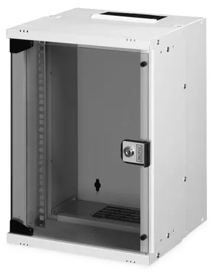 Zdjęcie produktu dla Digitus Obudowa naścienna SOHO Pro - 254 mm (10") - 315x300 mm (szer. x głęb.), Szafa wisząca, 9U, 60 kg, Zamek, Relingi, Zarządzanie okablowaniem