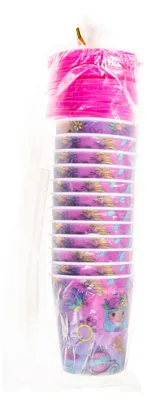 Image de Gobelets avec couvercle et paille « Princesse » - Lot de 12 gobelets en plastique