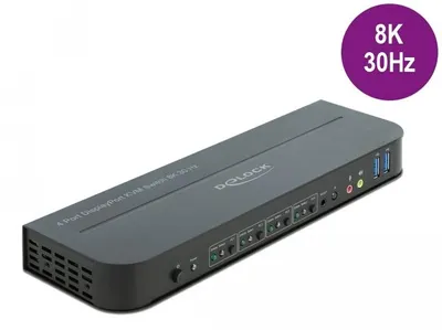 Produktbild von DeLOCK DisplayPort 1.4 KVM Switch 8K 30 Hz mit USB 3.0 und Audio, 7680 x 4320 Pixel, 8K Ultra HD, Schwarz