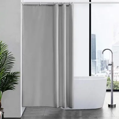Immagine prodotto di Tenda da doccia impermeabile Unyqoos® grigia, realizzata in poliestere, resistente alla muffa, con occhielli in acciaio inossidabile e nastro di fissaggio, lavabile in lavatrice