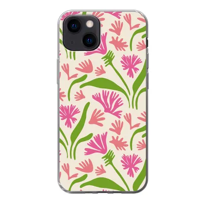 Produktbild von MuchoWow® Handyhülle Schutzhülle Hülle für iPhone 13 mini Blume - Muster - Blatt Silikon Softcase Handy Hülle - Softcase