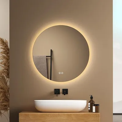 Imagen del producto de Espejo de baño redondo con iluminación, de 50 cm de diámetro, con regulador de intensidad