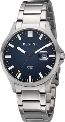 Produktbild von Regent Metall Herren Uhr Armbanduhr Quarz silber Metallarmband D2URBA792