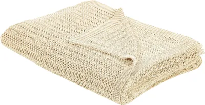 Obrázek produktu pro BELIANI Přehoz na postel béžová bavlněná tkanina 150 x 200 cm dekorační přehoz na postel klasický design ložnice