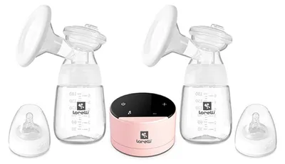 Produktbild von Lorelli elektrische Doppelmilchpumpe Daily Comfort LCD-Anzeige mit zwei Flaschen