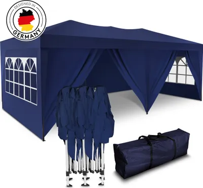 Produktbild von Kronenburg Faltpavillon 3x6m - Wasserfest, UV-Schutz 50+, 6 Seitenteile, blau