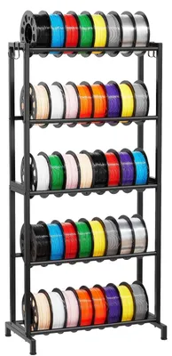 Produktbild von Lagerregal für 3D-Drucker 5 Ebenen Filamentspulenhalter 635 x 320 x 1300 mm Tragkraft 45,3 kg pro Schwarz