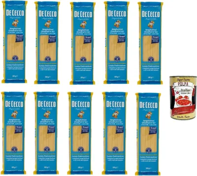 Produktbild von De Cecco Spaghettoni quadrati N°413, 100% Italienisch Pasta Nudeln 10x 500g + Italian Gourmet Polpa 400g