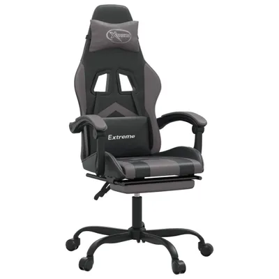 Produktbild von vidaXL Gaming-Stuhl mit Fußstütze Drehbar Schwarz & Grau Kunstleder