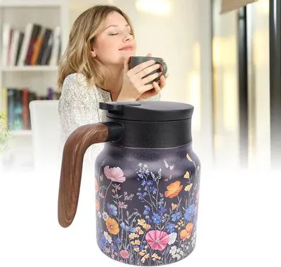 Image de Théière isotherme 1 000 ml avec poignée en bois
