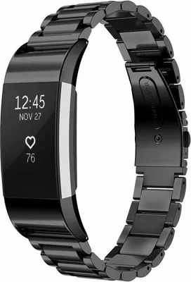 Produktbild von Strap-it Fitbit Charge 2 Gliederarmband (Schwarz)
