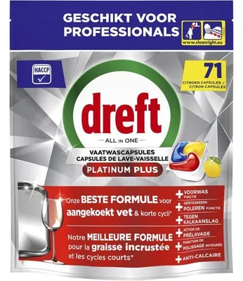 Immagine prodotto di Pastiglie per lavastoviglie Dreft Platinum Plus Limone All in 1 - 71 pastiglie