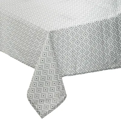 Immagine prodotto di Tovaglia 140 x 240 cm in bianco e grigio, in poliestere, decorazione per ogni tavola.
