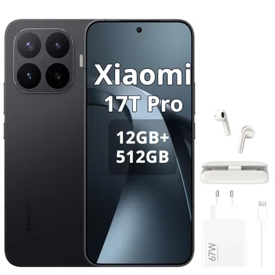 Immagine prodotto di Xiaomi 17T Pro 5G 12+512GB, colore nero, smartphone Android 16, con ricarica rapida Xiaomi 67W HyperCharge, include cuffie, Immagine generata dall'IA
