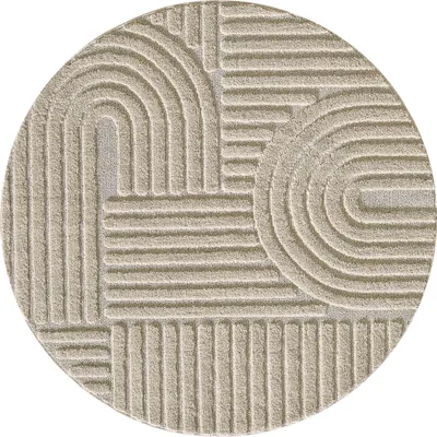 Productafbeelding van Art vloerkleed hoogpolig rond Ø 200cm beige