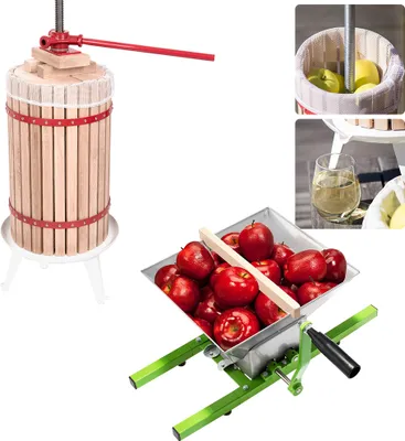 Zdjęcie produktu dla XMTECH 30L Wyciskarka do owoców Mechaniczna sokowirówka do wina Wyciskarka do jabłek Wyciskarka do owoców Wyciskarka do jagód + 7L Młynek do owoców Rozdrabniacz do owoców