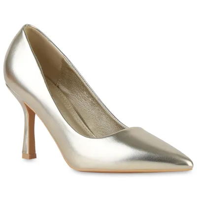 Produktbild von VAN HILL Damen Spitze Pumps Stiletto Klassische Schuhe 840036, Farbe: Gold, Größe: 40