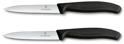 Immagine prodotto di Swiss Classic, tagliaverdure Set, 2 pezzi, 10 cm, dritto/ondulato, nero, scatola