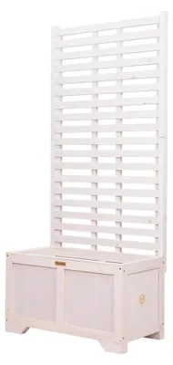 Produktbild von Pflanzkübel mit Sichtschutz - Blumenkübel Outdoor - 80 x 42 x 180 cm, 120 L - aus Holz, Imprägniert, Blumenkasten Balkon, Terrasse, Pflanzkübel Rechteckig - Vintage Weiß