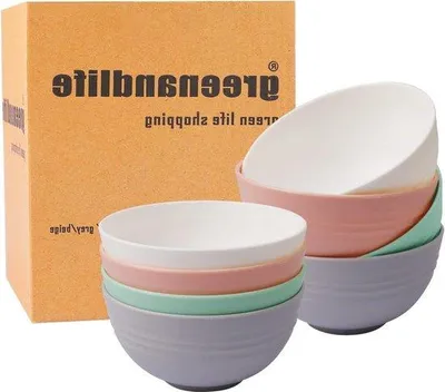 Produktbild von Kunststoffes BPA-freies 8er Schälchen Set für Reis-Salate-Pasta - grün - unzerbrechlich - ideal für Kinder und Erwachsene - Bambus-Schäl