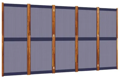 Productafbeelding van Opvouwbare roomdivider, scheidingswand, privacy scherm van acaciahout voor balkon, tuin, terras. Modern, inklapbaar, donkerblauw, 350 x 180 cm