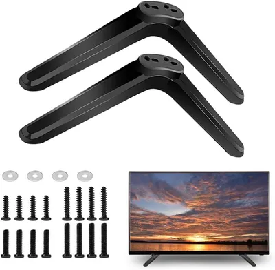 Produktbild von TV Standfuß - Universelle TV Standfüße - TV Tischständer - Standfuß-Halterung - Für 32–55 Zoll LED, LCD und OLED Fernseher - Mit Schrauben - Schwarz