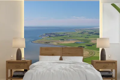 Produktbild von MuchoWow® Fototapete für Wohnzimmer oder Schlafzimmer Wandtapete Vinyl Motivtapete Luftaufnahme von Niederländisch-Texel - 280x280 cm - Hintergrundbild