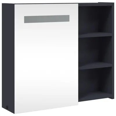 Imagen del producto de Mueble de baño con espejo y luz LED gris 60x13x52 cm