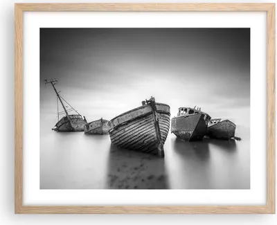 Produktbild von Gerahmtes Poster - Rahmen in heller Eiche - £ódŸ Wrack Schiff - 50x40 cm - Wand Bild - Wanddeko - Wandbilder - Kunstposter - Wandposter - Bilderrahmen - Bilder - Kunstdruck - P2NAA50x40-4999