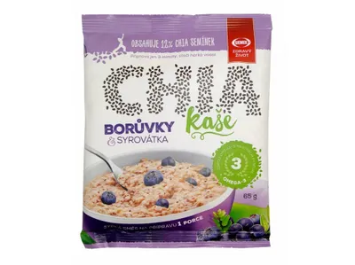 Obrázek produktu pro Ovesná chia kaše s borůvkami a syrovátkou 65g , Semix 65 g SEMIX