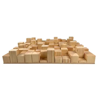 Produktbild von 2er-Set – Akustischer Diffusor aus Holz „SKYLINE“ - 50 x 50 cm | 2D QRD | Holz-Wandkunstpaneel (Stärke 75 mm, Skyline)