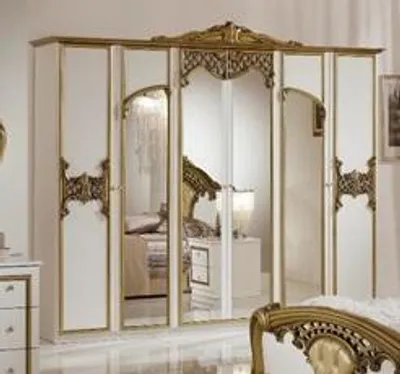Produktbild von Barock Kleiderschrank Eva 6-türig Weiß/Gold