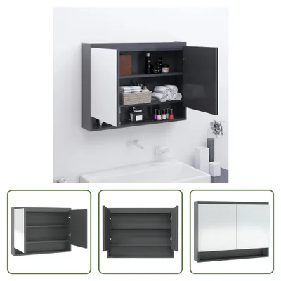 Zdjęcie produktu dla The Living Store Szafka z lustrem do łazienki 80x15x60 cm MDF szary