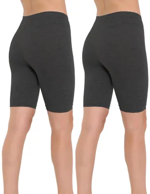 Produktbild von Damen Legging Radler aus Baumwolle mit hoher Taille, Anthrazit - S, 2er