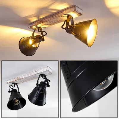 Produktbild von Croce »Croce« verstellbare Deckenlampe aus Metall/Holz in Schwarz