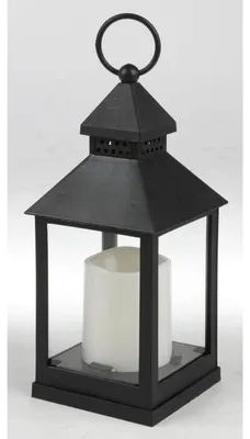 Image de 12x LED Lanterne Bougie Métal Noir Décoration intérieure Lampe Lumière du vent Éclairage
