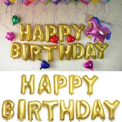 Imagen del producto de Globos con letras de aluminio dorado de 40 cm para decoración de fiestas de cumpleaños