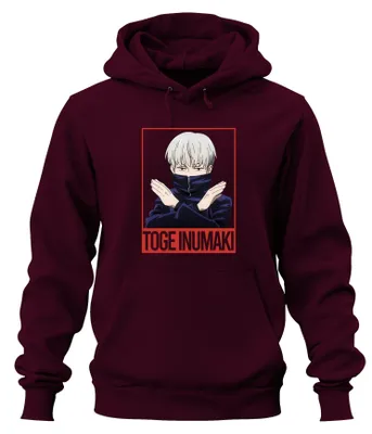 Obrázok produktu pre Toge Inumaki Jujutsu Kaisen Anime Estetika Fanúšik Darček Vintage Uni mikina s kapucňou, bordová, XXL