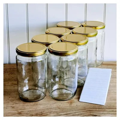 Produktbild von 720 ml Einmachgläser mit Schraubdeckel in Gold, 16 Stück - Einweckgläser mit Etiketten
