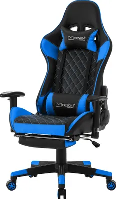Obrázek produktu pro Herní židle ML-Design s podnožkou, černá/modrá, z umělé kůže, ergonomická