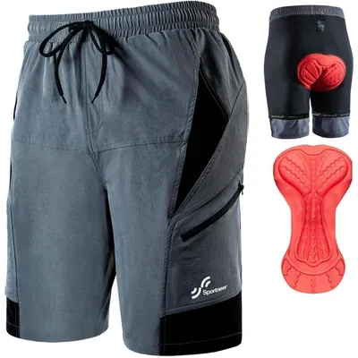 Productafbeelding van Herren fietspak met padding, 3D design, geschikt voor mountainbiken, wielersport en outdoor activiteiten, maat 3XL, grijs
