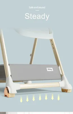 Obrázek produktu pro Skládací dětská jídelní židlička – Nastavitelná židlička pro děti s kolečky a bezpečnostním pásem – Bílá